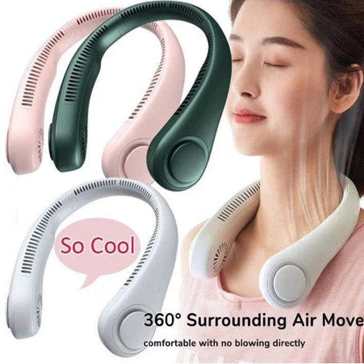Neck Fan Portable Bladeless Neck Fans Rechargeable USB Cooling Fan Super Strong Hanging Neck Fan Portable Personal Fan Super Quiet Fan Dual Cooling Fan Summer Fan For Outdoor Sports Home Office Trave