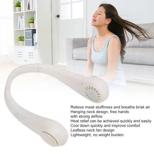 Neck Fan Portable Bladeless Neck Fans Rechargeable USB Cooling Fan Super Strong Hanging Neck Fan Portable Personal Fan Super Quiet Fan Dual Cooling Fan Summer Fan For Outdoor Sports Home Office Trave