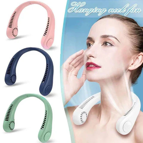 Neck Fan Portable Bladeless Neck Fans Rechargeable USB Cooling Fan Super Strong Hanging Neck Fan Portable Personal Fan Super Quiet Fan Dual Cooling Fan Summer Fan For Outdoor Sports Home Office Trave